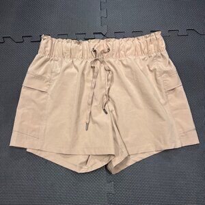 Freely Womens Beige Lightweight Drawstring Waist Shorts W/ Pockets Size M